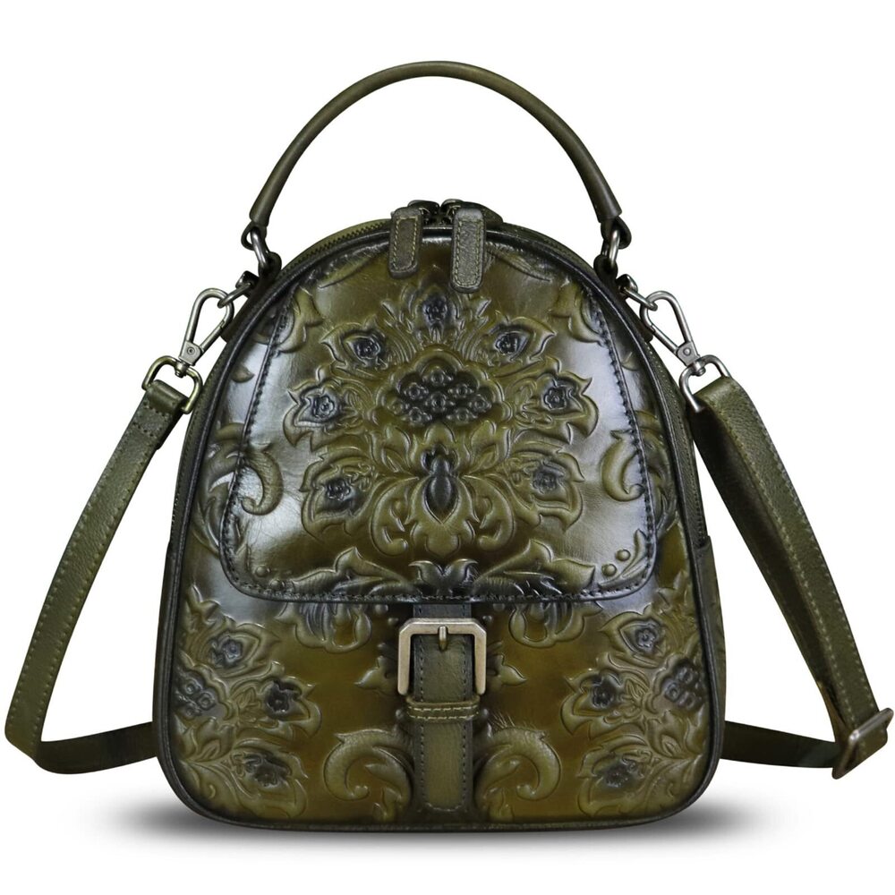 4995 Leather Backpack Crossbody Shoulder Bag Vintage Rucksack Fashion